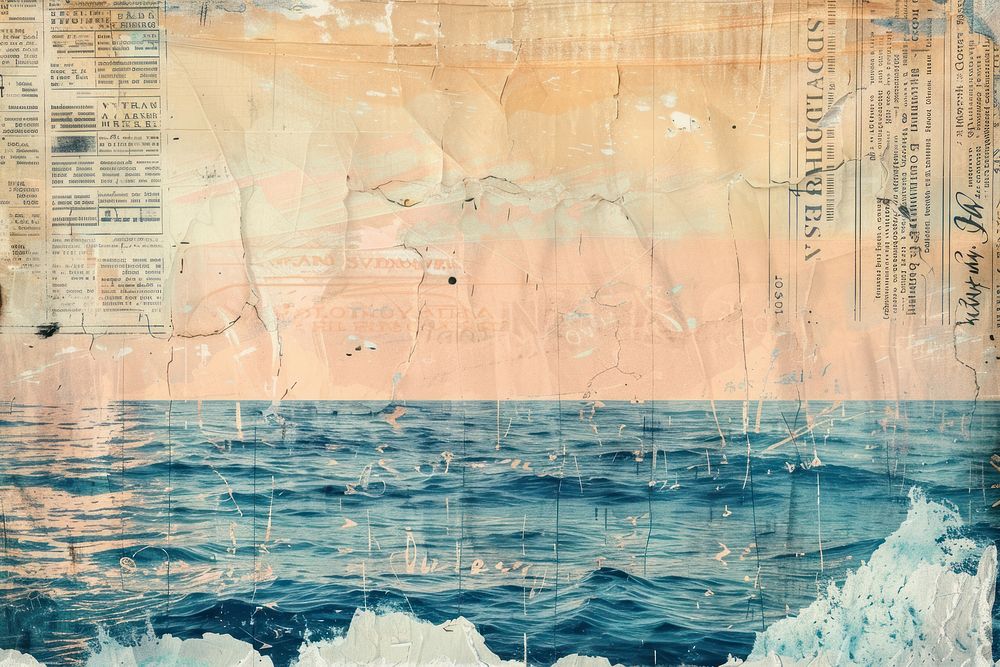 Mermaid ocean waves ephemera border backgrounds paper text.