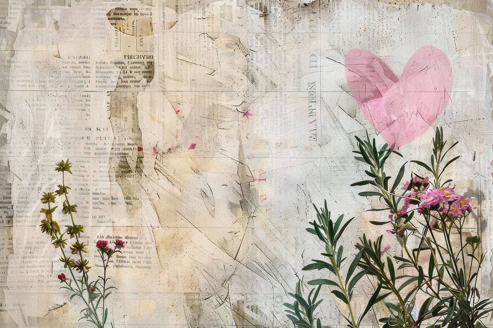 Pink heart ephemera border backgrounds collage flower.