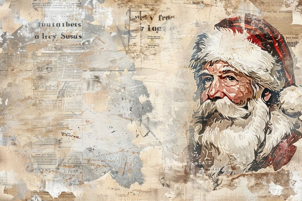 Santa clause ephemera border backgrounds portrait drawing.