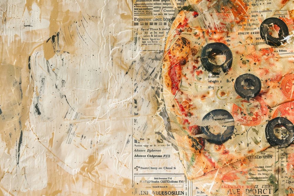 Pizza pattern ephemera border backgrounds painting collage.