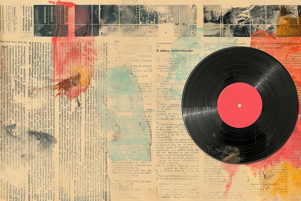 Music records ephemera border backgrounds collage paper.