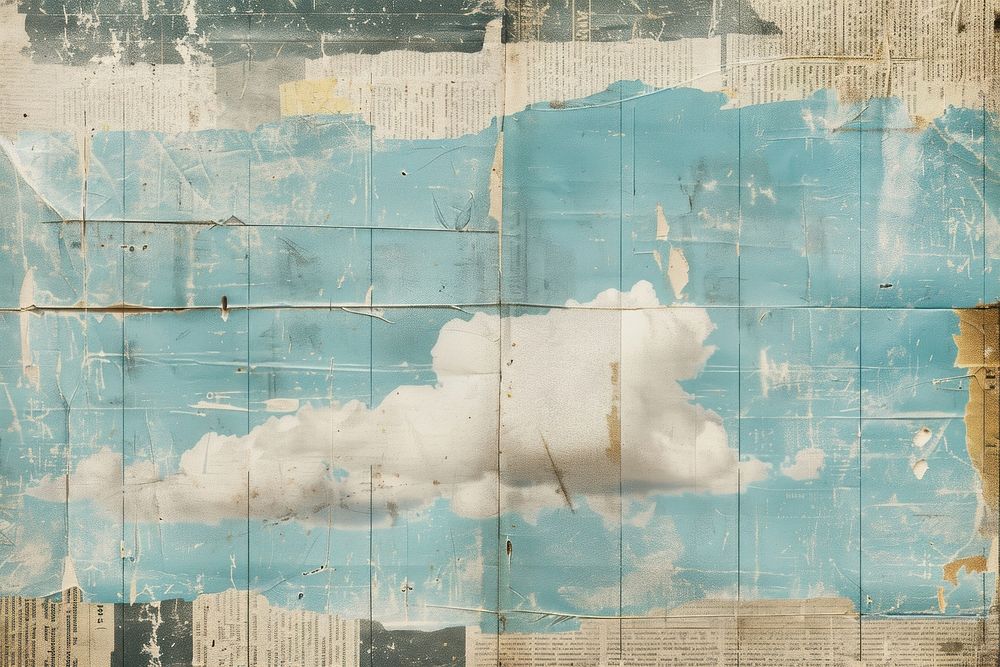 Blue sky single cloud ephemera border backgrounds painting art.