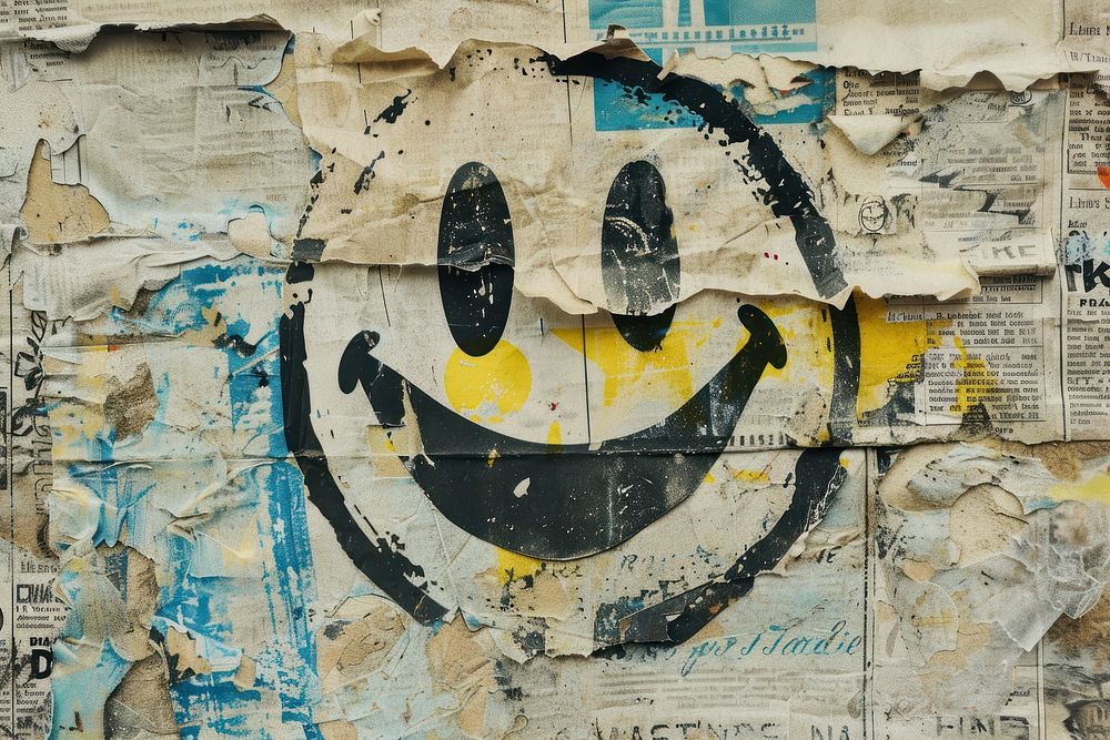 Smiley face graffiti ephemera border backgrounds drawing text.