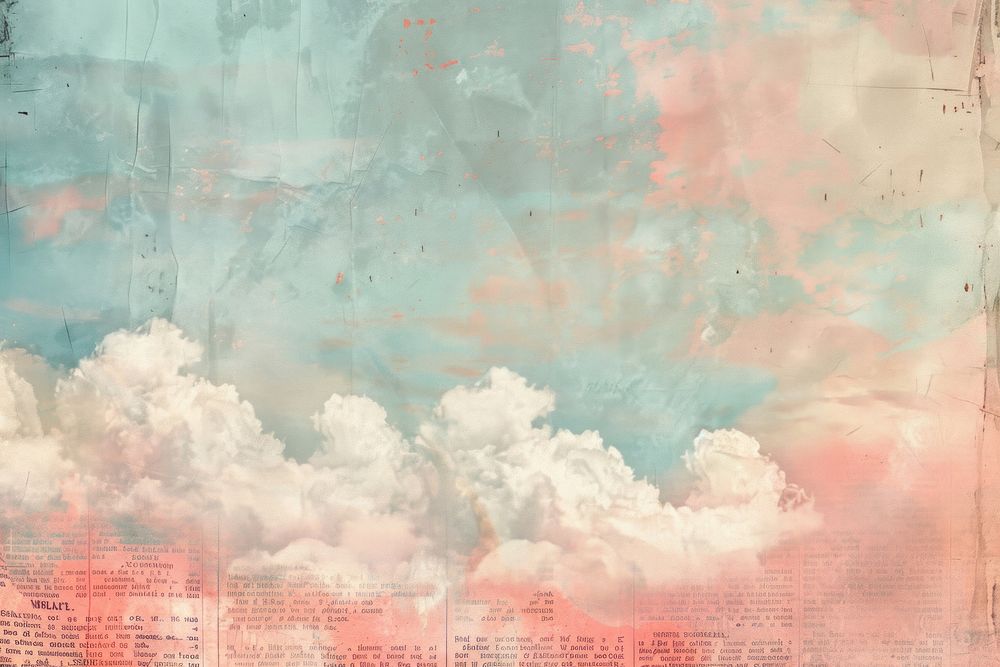 Pastel watercolor clouds ephemera border backgrounds painting outdoors.