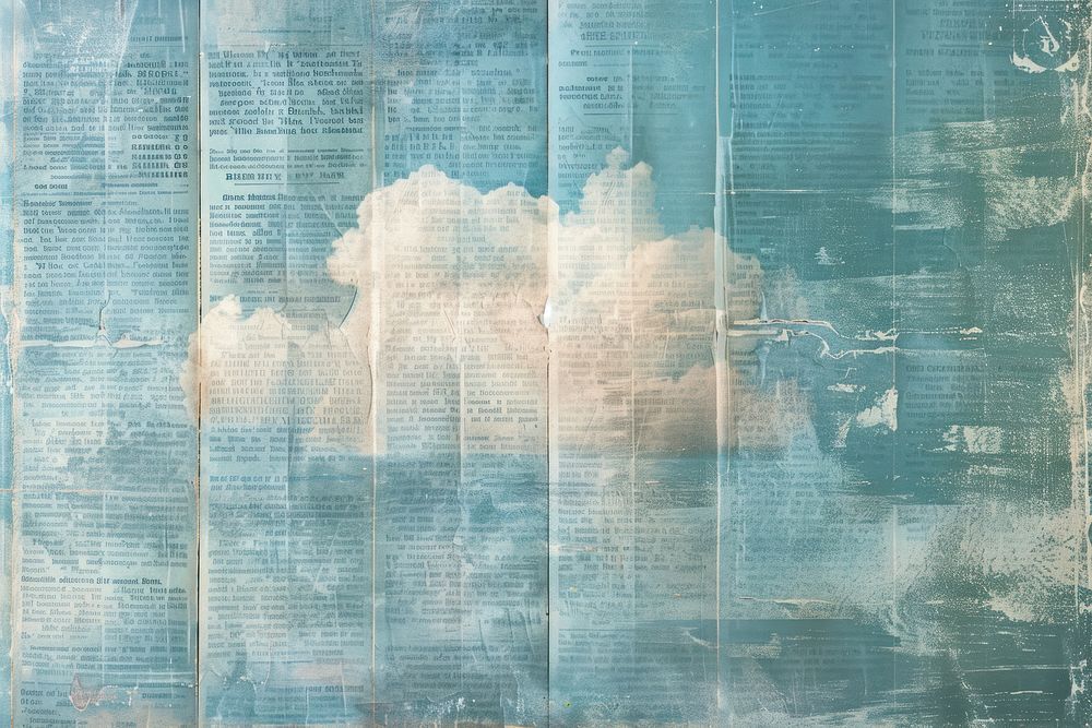 Blue sky single cloud ephemera border text backgrounds newspaper.