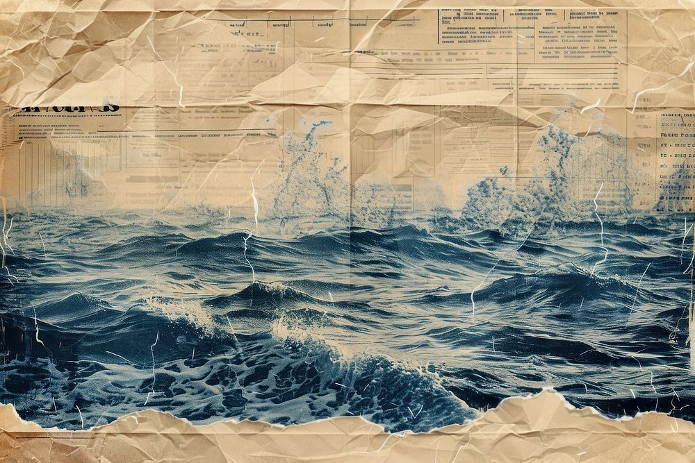 Ocean waves ephemera border backgrounds drawing paper.