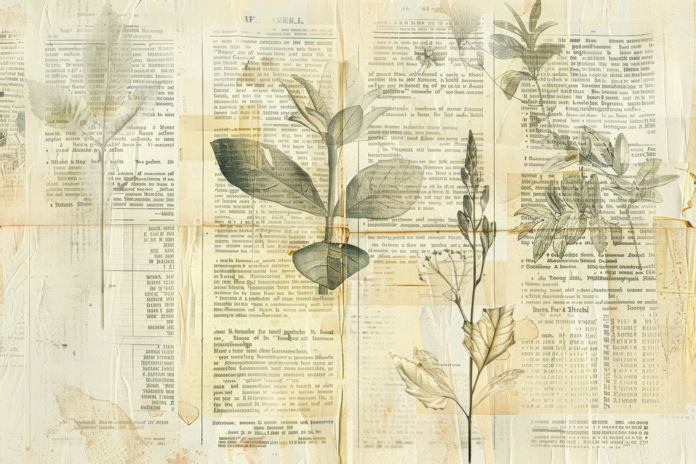 Financial data ephemera border herbs page backgrounds.