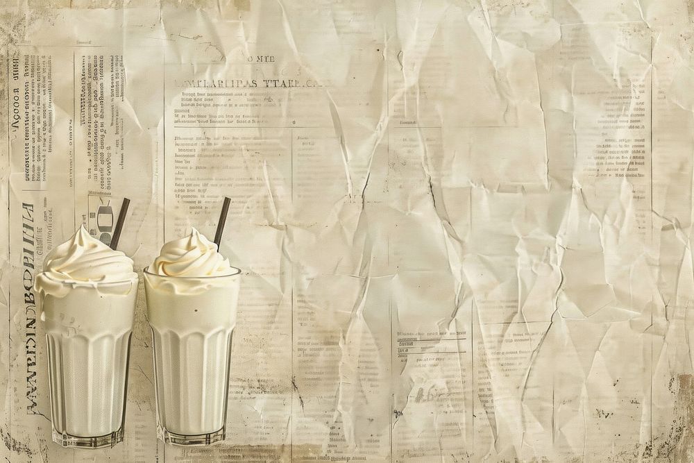 Vintage milkshakes ephemera border backgrounds dessert paper.