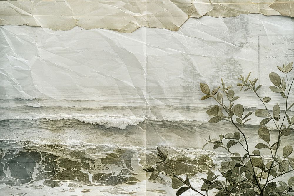 Ocean waves ephemera border backgrounds plant paper.