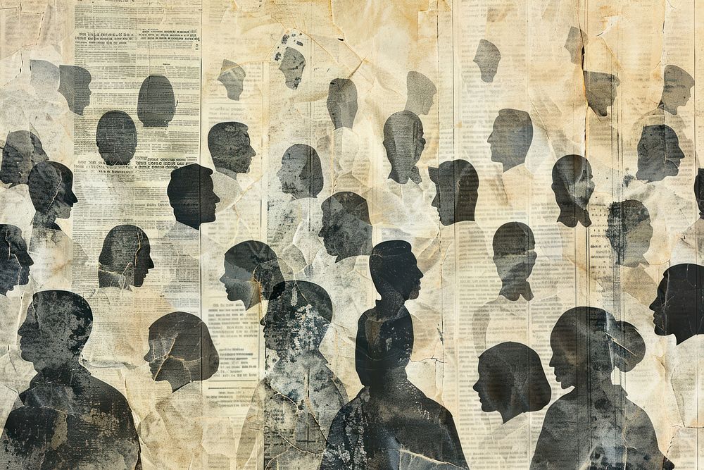 Crowd of diverse people black faces ephemera border backgrounds drawing adult.