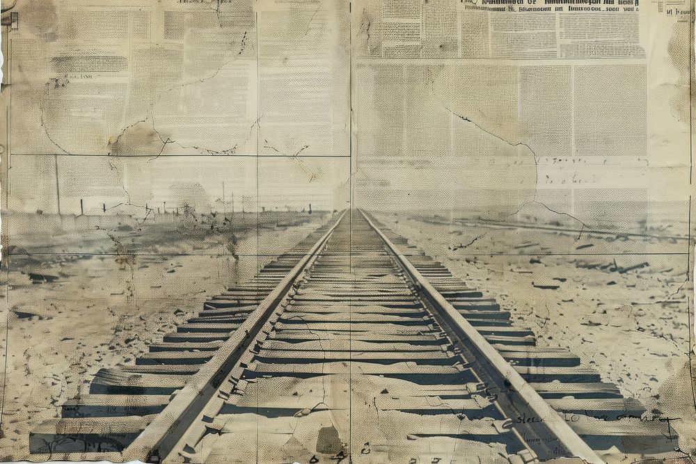 Old rail road ephemera border railway drawing paper.