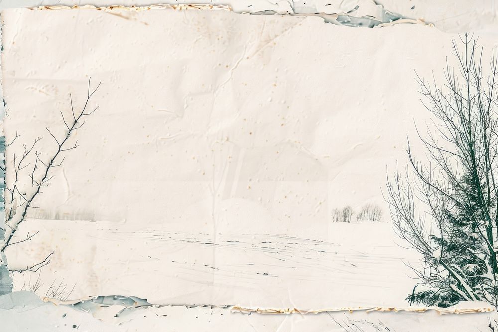 Snowy winter scene ephemera border backgrounds painting outdoors.
