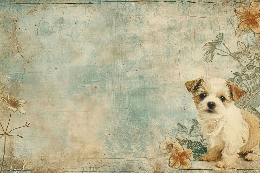 Cute puppies playing ephemera border backgrounds animal mammal.