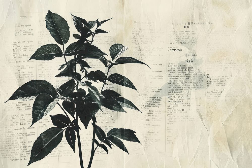 Old print letters ephemera border backgrounds drawing plant.