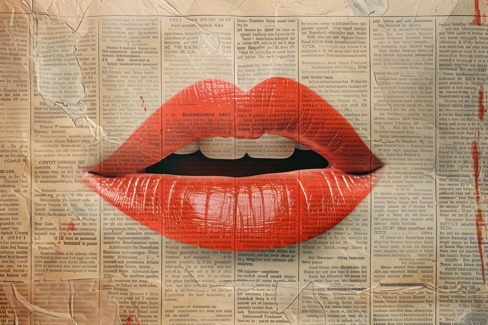 Red lips ephemera border backgrounds lipstick paper.
