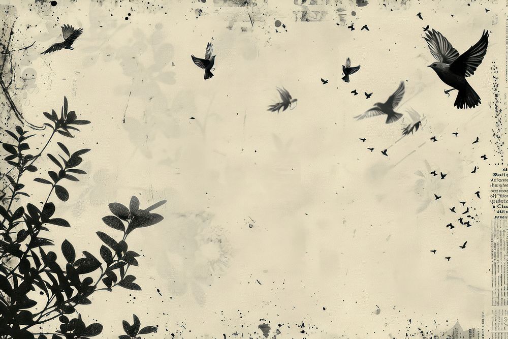 Ghosts flying black ephemera border backgrounds paper bird.