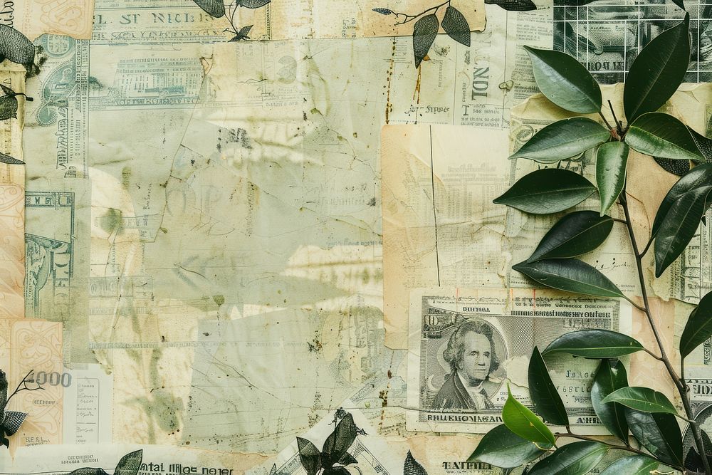 Dollar notes faling ephemera border backgrounds collage paper.