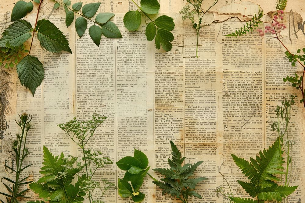 Brick background ephemera border herbs page newspaper.
