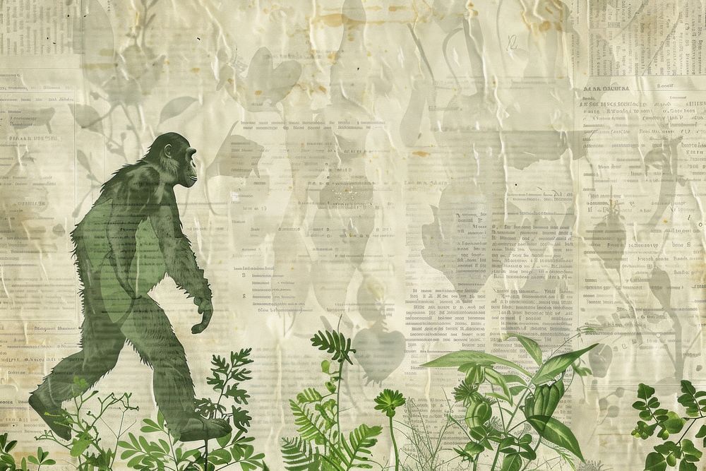 Ape man evolution walking ephemera border backgrounds outdoors plant.