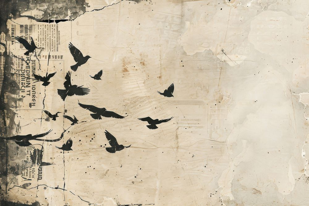 Ghosts flying black ephemera border backgrounds paper bird.