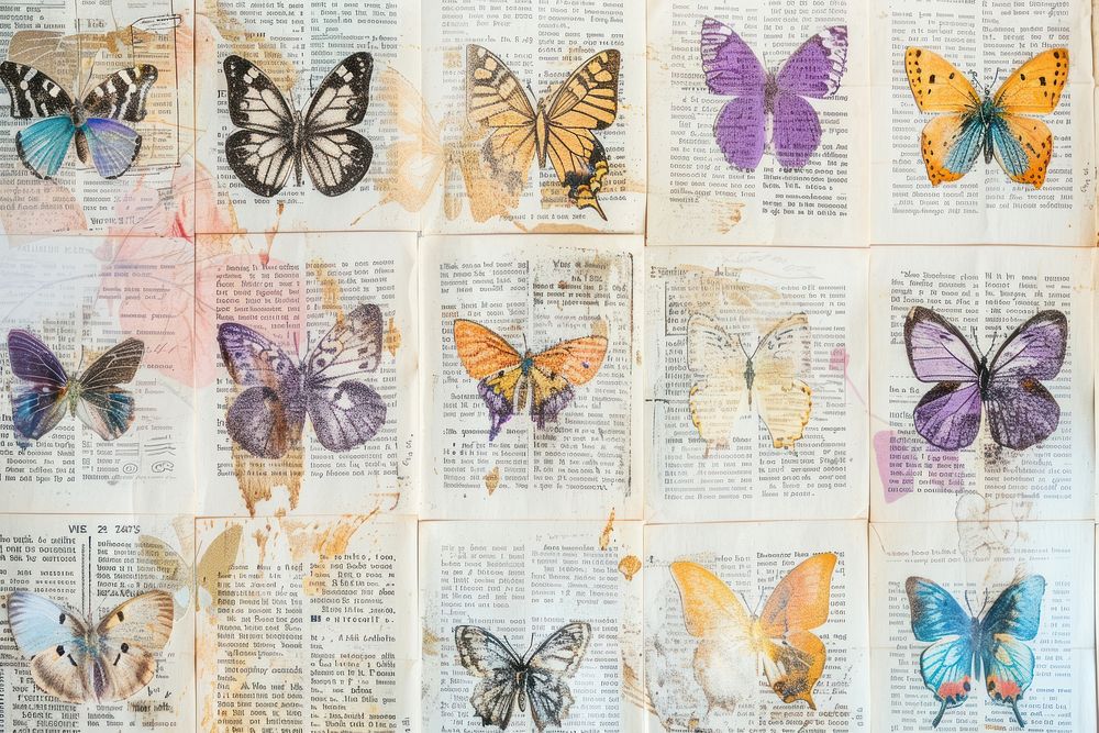 Butterflies colorful ephemera border backgrounds butterfly collage.