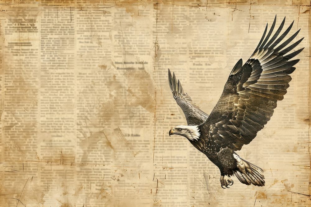 Usa eagle ephemera border newspaper vulture animal.