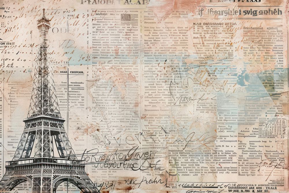Paris ephemera border newspaper text backgrounds.