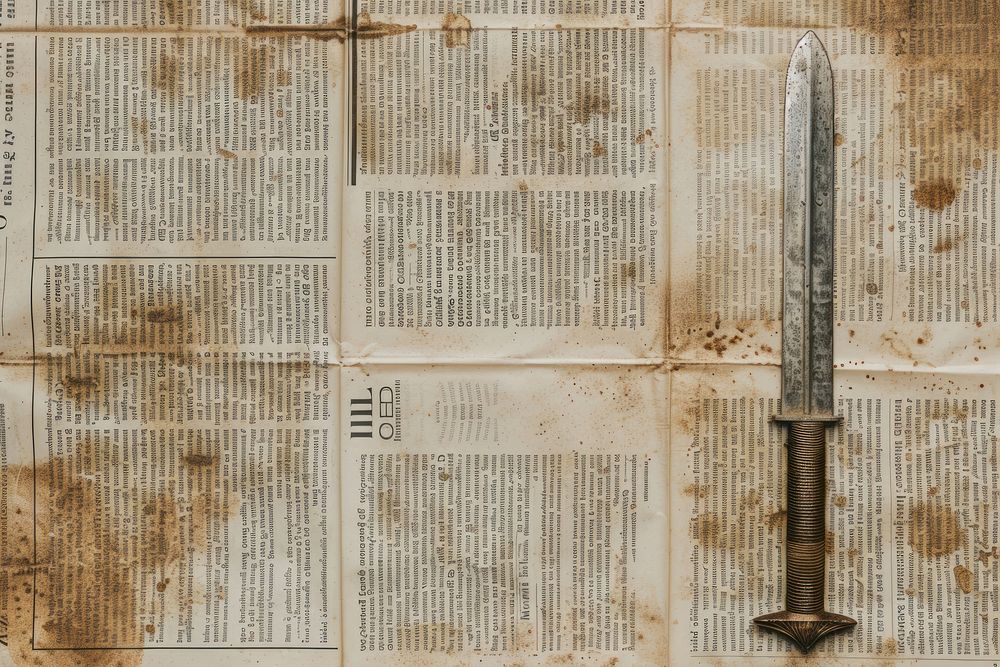 Ancient sword ephemera border text backgrounds newspaper.