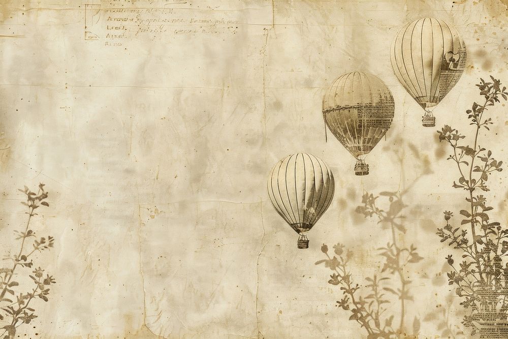 Hot air balloons ephemera border backgrounds drawing paper.