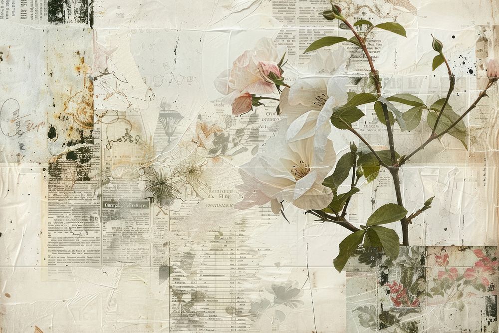 Embroidery flower textile ephemera border backgrounds painting collage.