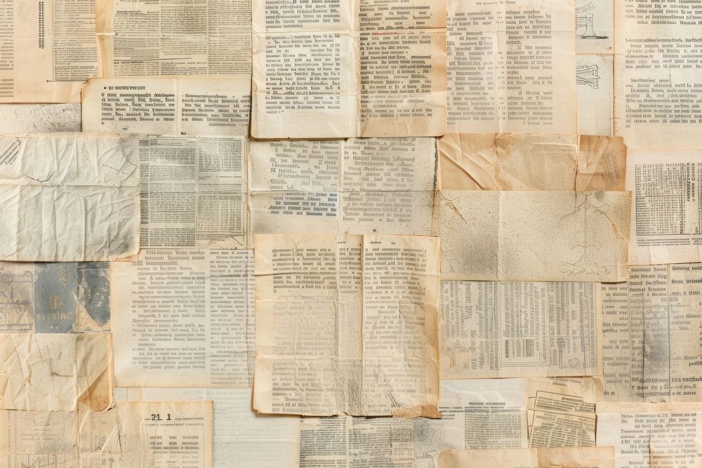 Vintage letters ephemera border newspaper text page.