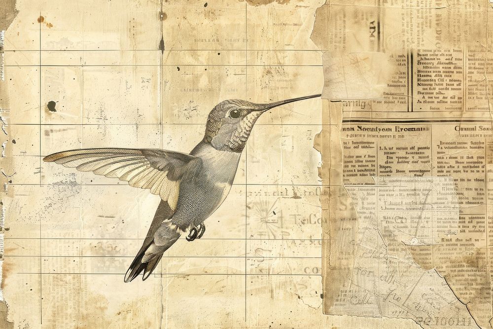 Humming bird ephemera border hummingbird drawing paper.