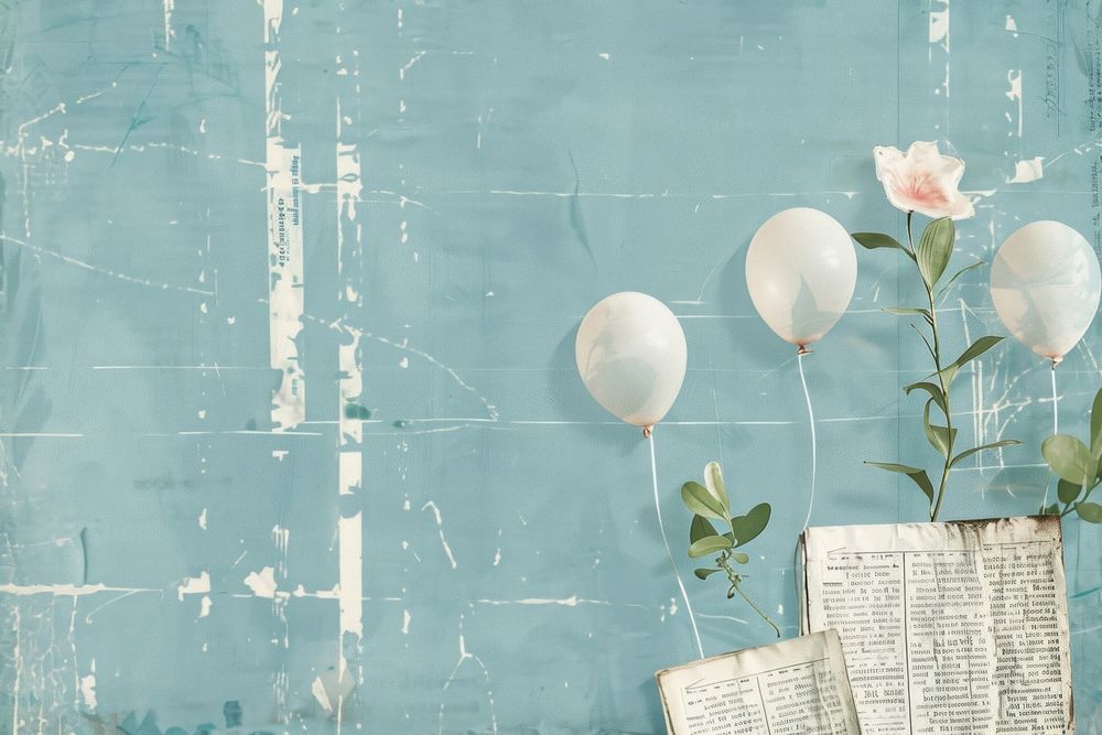 Pastel ballons blue sky ephemera border backgrounds balloon flower.