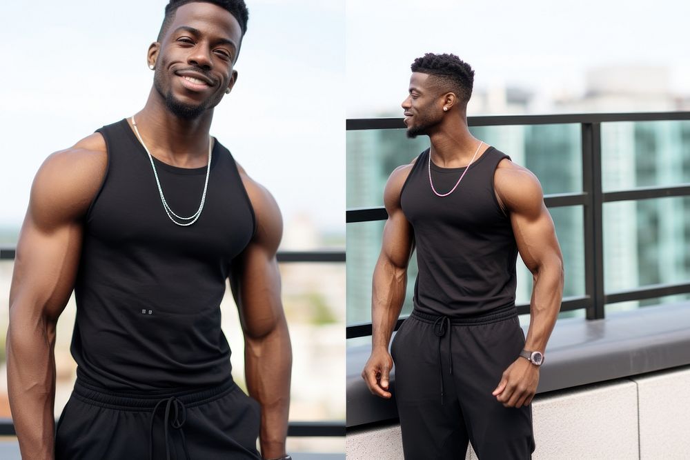 African American fitness influencer accessories undershirt accessory.