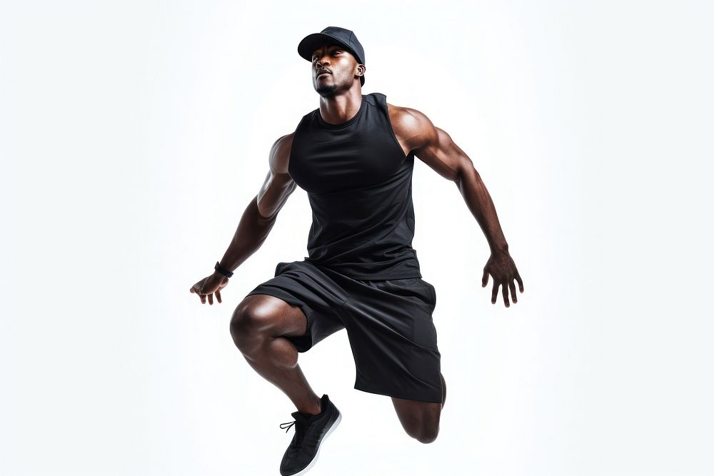 Black men fitness apparel recreation clothing footwear.