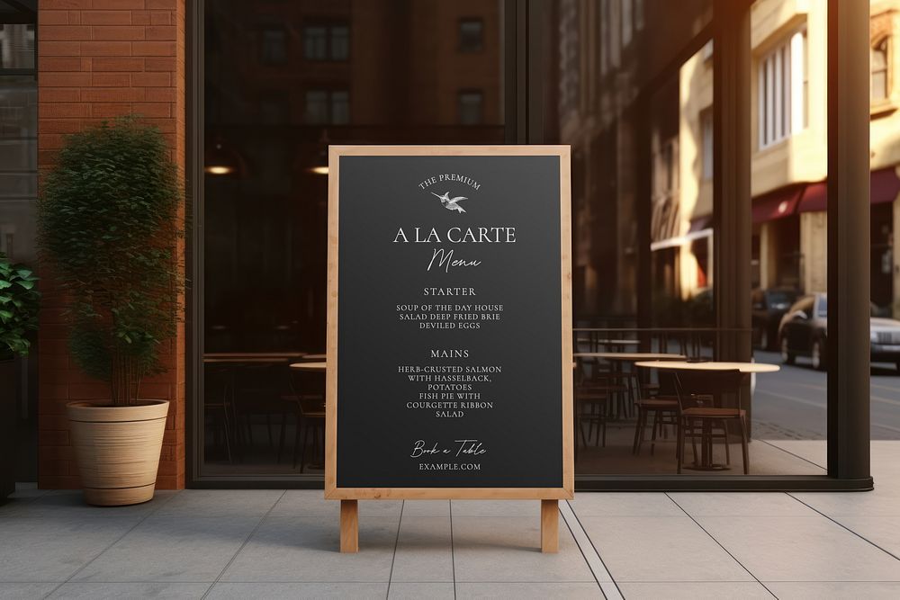 Restaurant a-frame menu sign