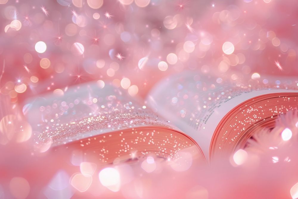 Book opening glitter pink celebration.
