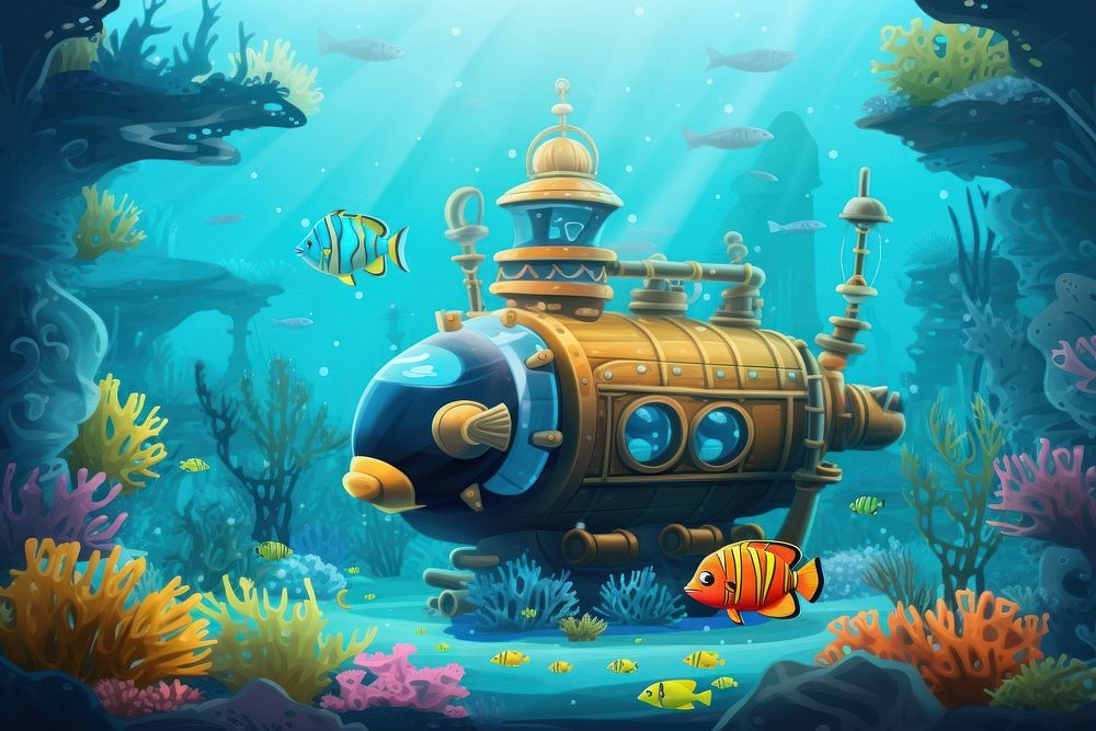 Submarine driving underwater fish transportation.
