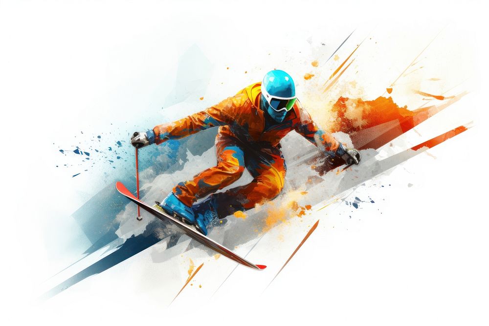Skiing figure snowboarding recreation adventure.