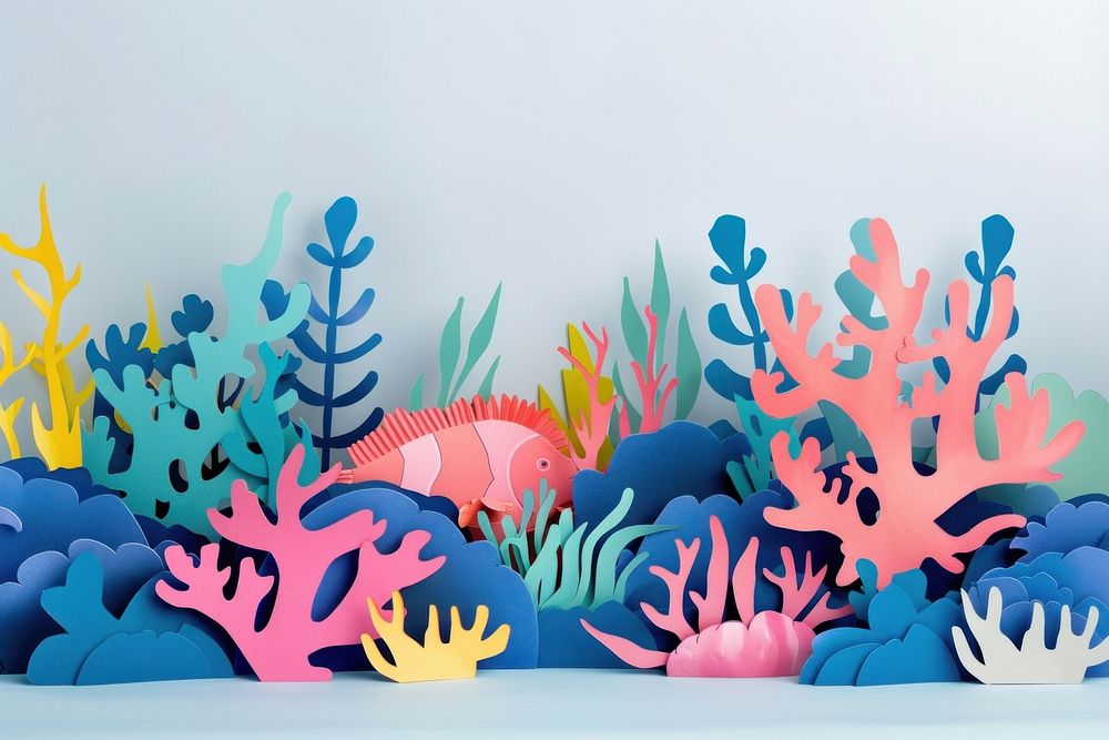 Colorful coral reefs painting outdoors graphics.