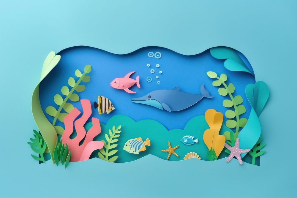 Under the sea painting recreation swimming.