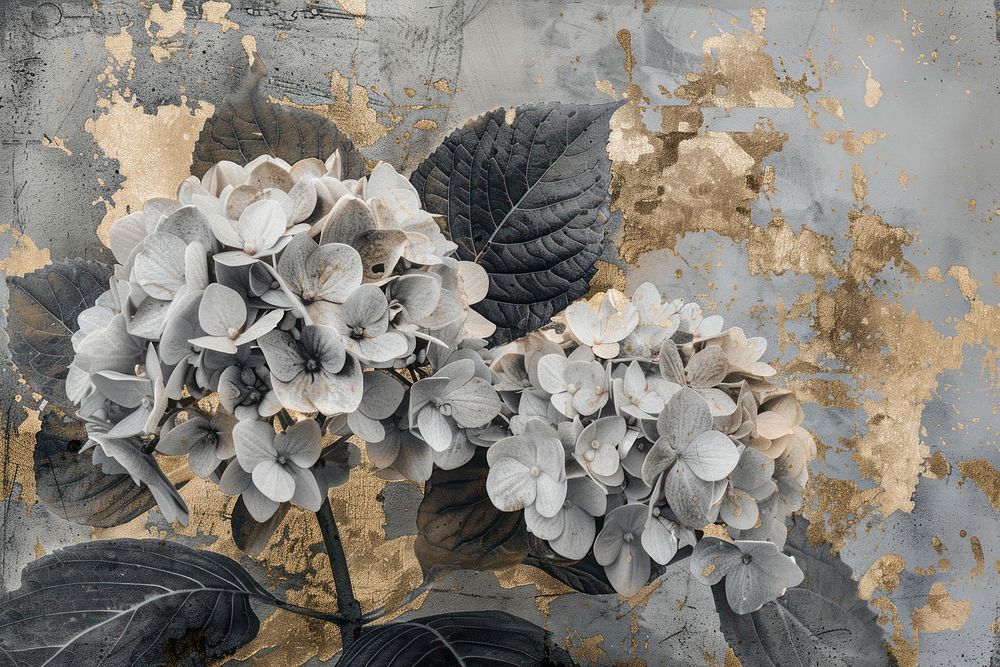 Hydrangea leaf painting graphics.