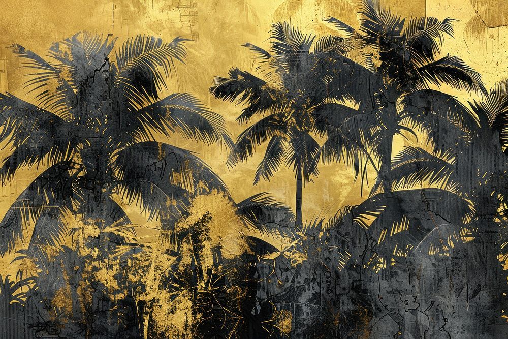 Palm vegetation arecaceae painting.