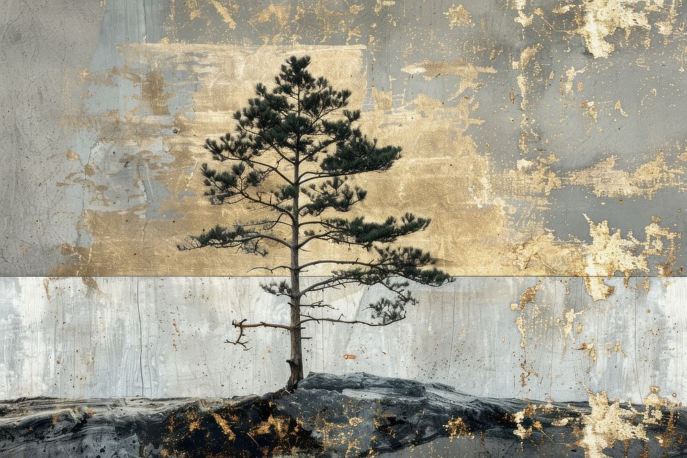 Pine tree painting conifer plant.
