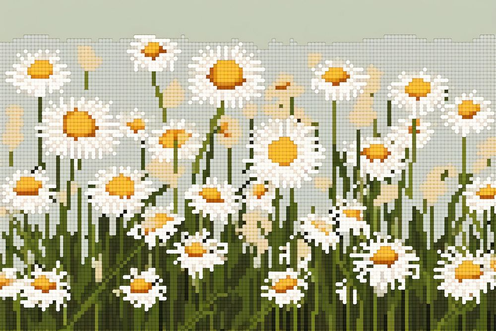 Cross stitch field chamomile asteraceae chandelier blossom.