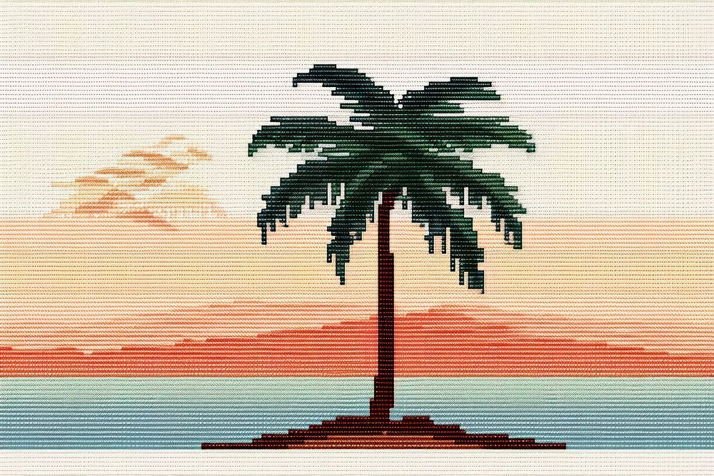 Cross stitch palm tree arecaceae outdoors tropical.