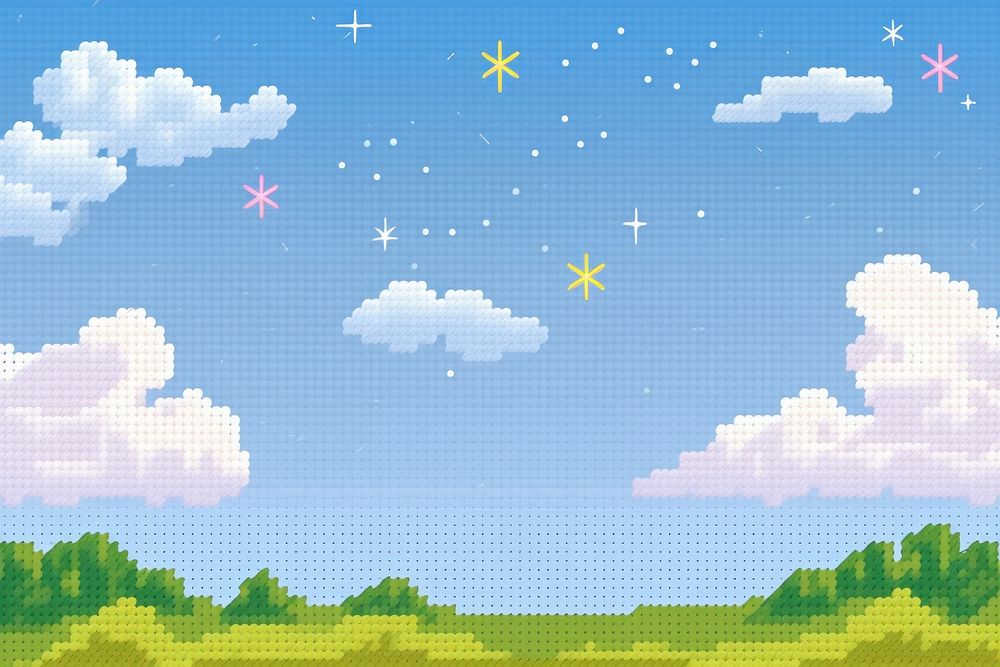 Cross stitch star landscape panoramic outdoors.