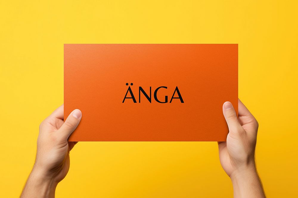 Woman holding orange Anga paper