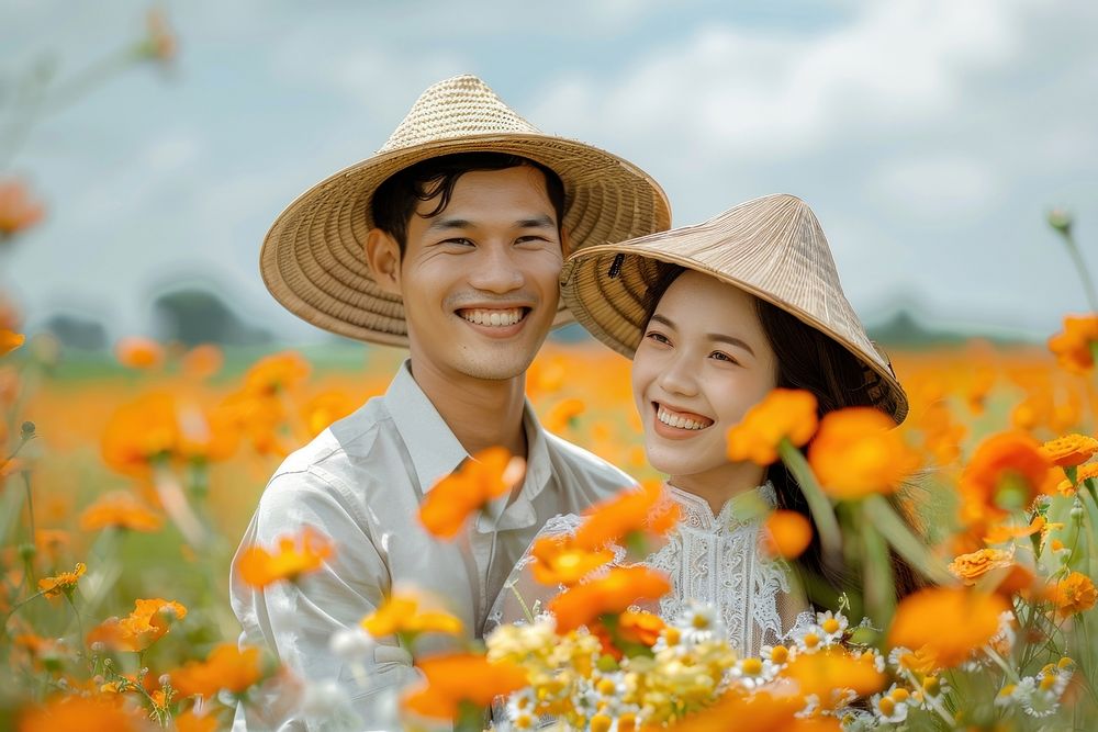 Vietnamese couple flower photo photography.