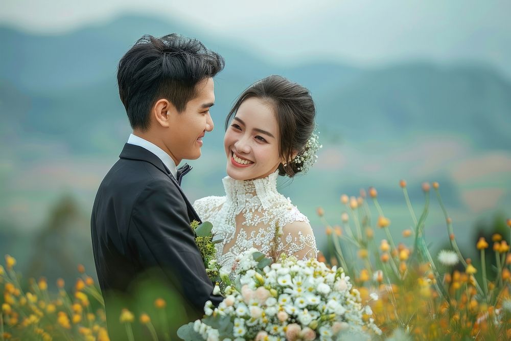 Vietnamese couple bridegroom wedding person.